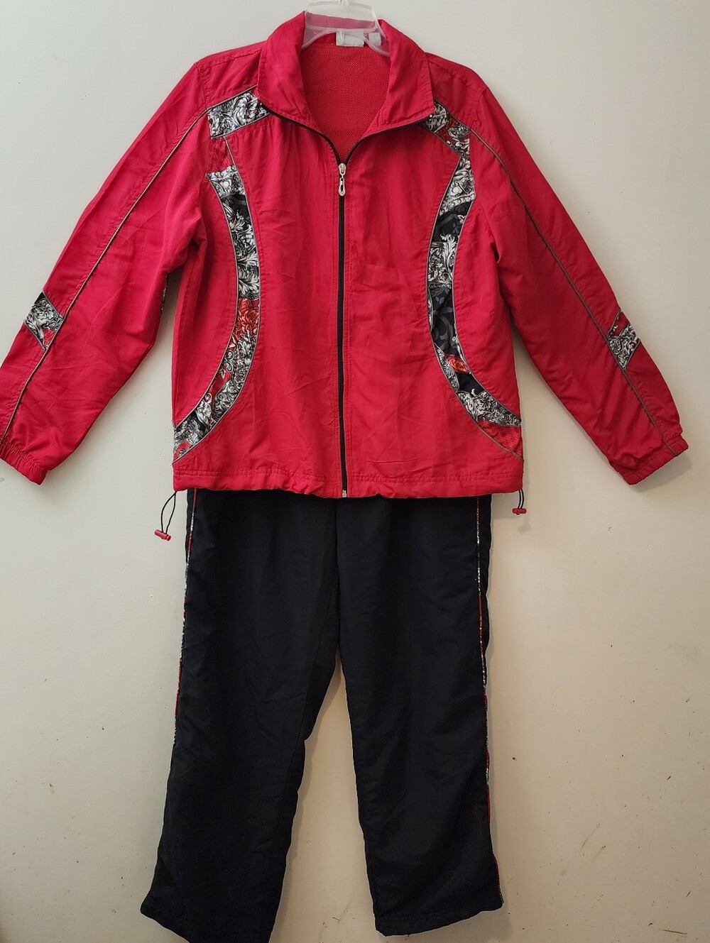 Vintage 90s Y2K Kim Rogers Womens PL Tracksuit Track Jacket Pants Set Red/Black